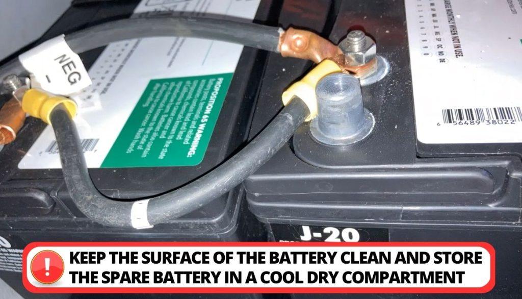 Keep the surface of the battery clean and store the spare battery in a cool dry compartment